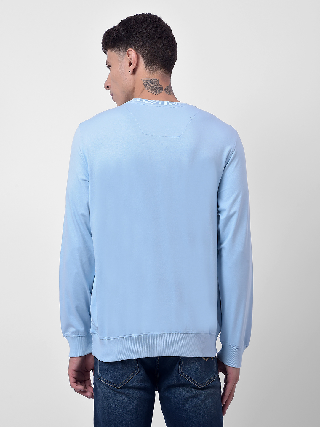 Numero Uno Men Sky Blue Round Neck Sweatshirt